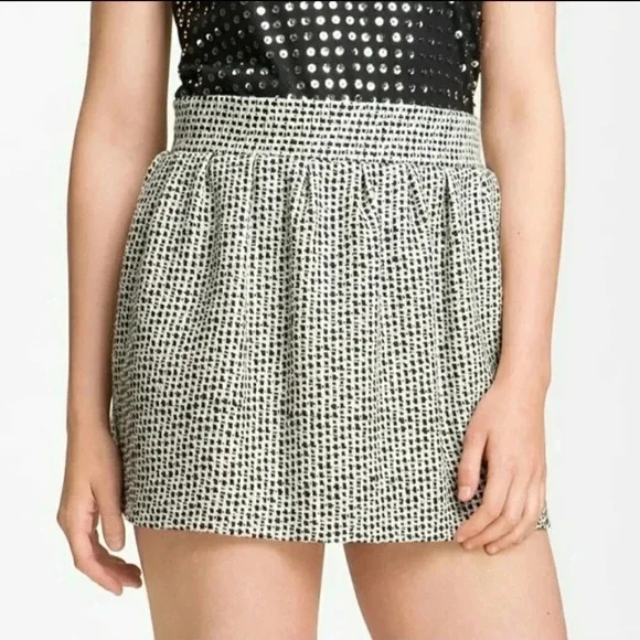 DVF Diane Von Furstenberg Omarosa Broken Tweed Mini Skirt Size 2 black/cream - Picture 2 of 9